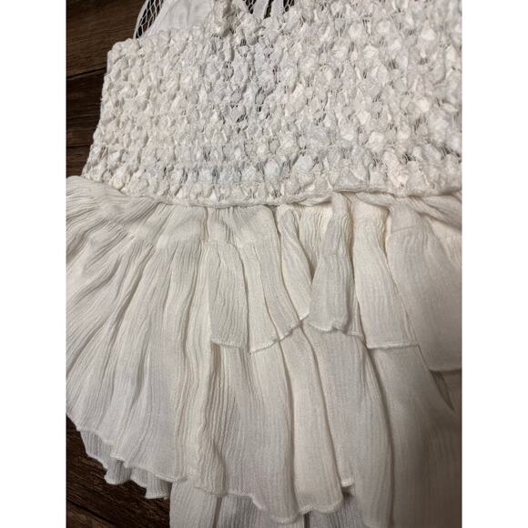 NWT Free People Adella Lace Cami Ivory Boho Peplum Crochet Tank Small Coquette - Picture 11 of 15